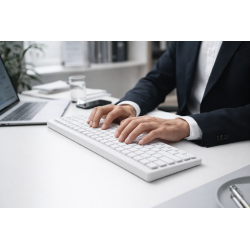 Teclado Profesional Inalámbrico Blanco | OfficeCore K100