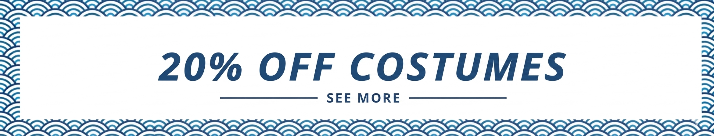 It's time to play pretend! 20% OFF all our costumes. Make your fantasy a reality today."  "It's time to play pretend! 20% OFF all our costumes. Make your fantasy a reality today.