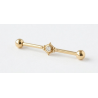 Industrial-Piercing mit Strasssteinen – Gold- und Silberstab