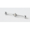 Piercing industriale con strass - Barra in oro e argento