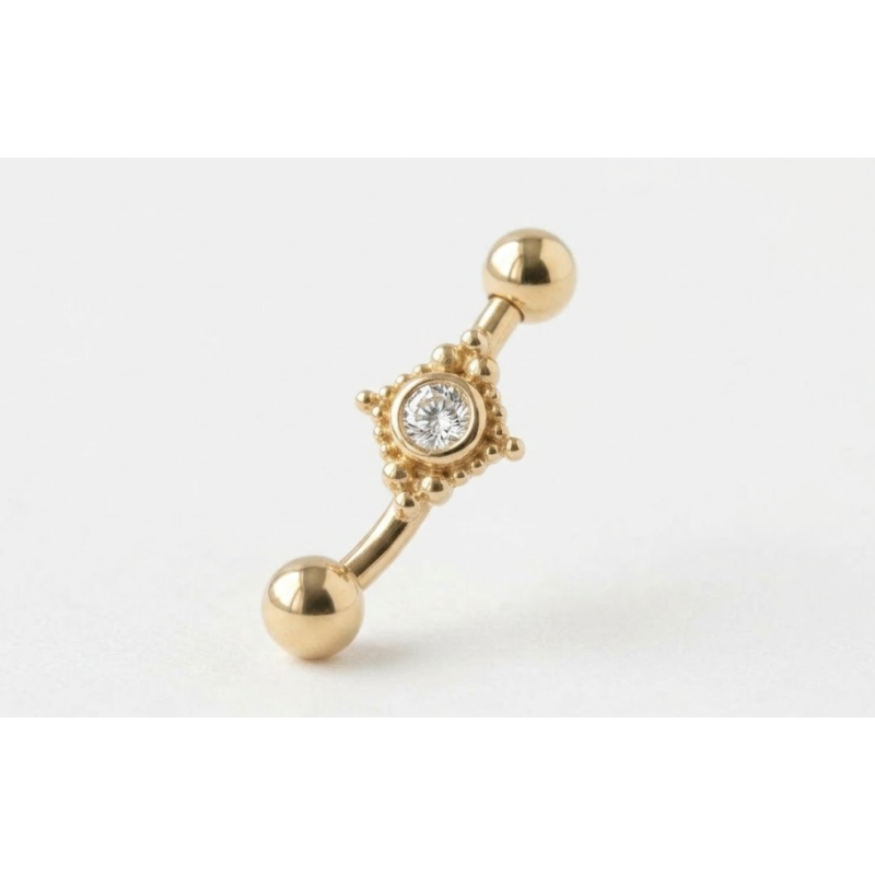 Piercing rook curvo con diamante