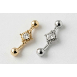 Gebogenes Rook-Piercing mit Diamant