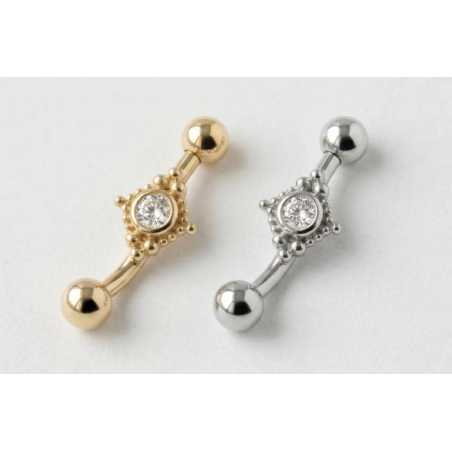 Piercing rook curvo con diamante
