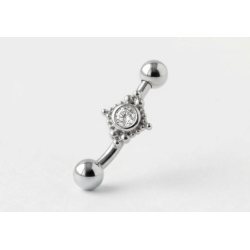 Piercing rook curvo con diamante