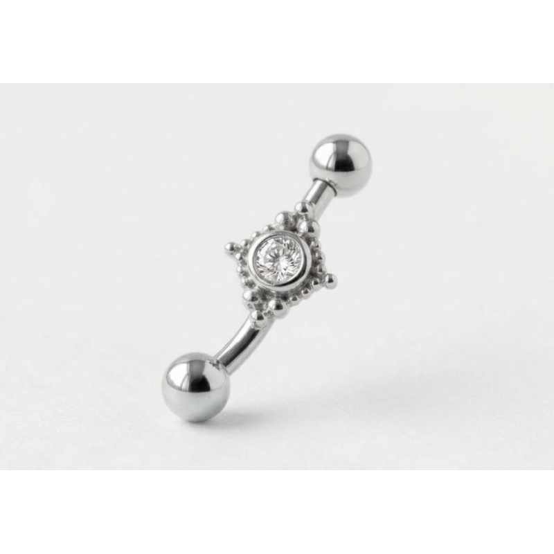 Piercing Rook Curvo con Brillante