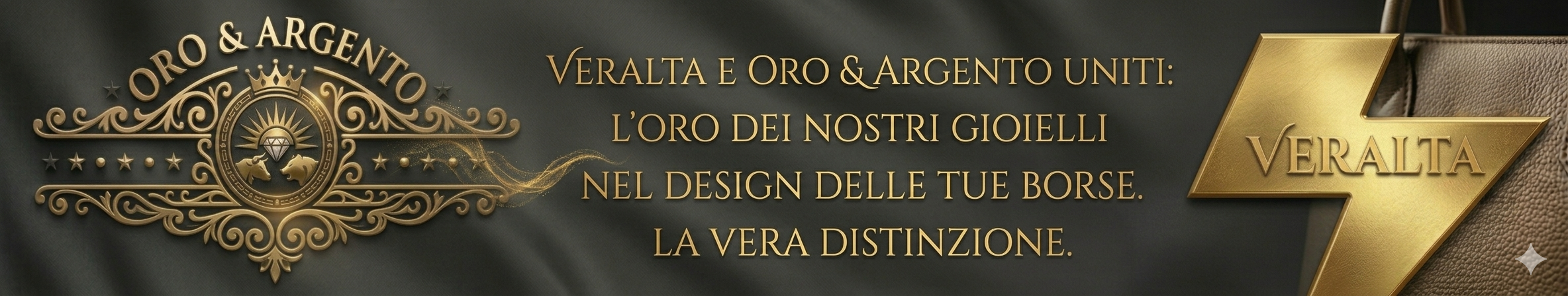 L'unione dei nostri negozi. Prodotti di qualità superiore. L'oro e l'argento del nostro logo sulle borse saranno pezzi unici creati da loro.