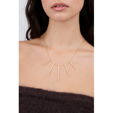 Collar dorado con colgantes pinchos | Joya elegante moderna Bella