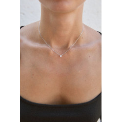 Collar de plata con diamante fino mujer | Joya elegante Bella