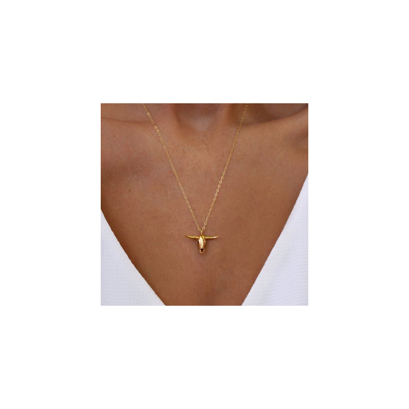 Collar Cow dorado minimalista | Bella joyas